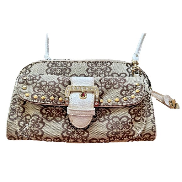 Kathy Van Zeeland Clutch Handbag Brown and Bluckle Rhinestones - Picture 1 of 8